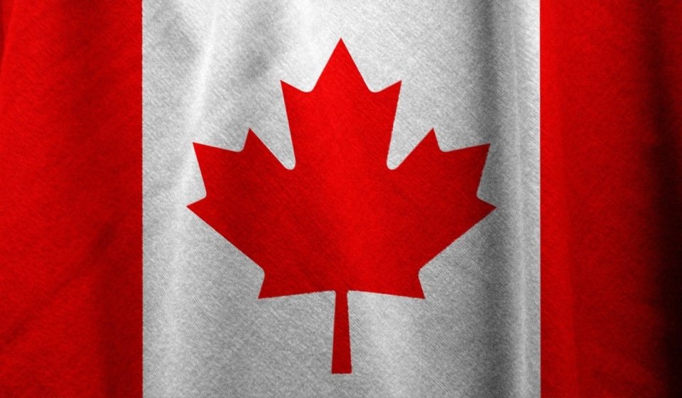 The red and white Canadian flag, representing the nation, alongside themes of PR card renewal and residency obligations.